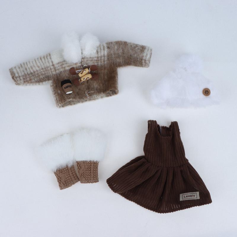 1 Set 1/6 Doll Outfit Kit 30Cm Doll Clothes Pretty Dress Hat Winter Coat Girl Toy Gift Doll Accessory No Shoes And Doll