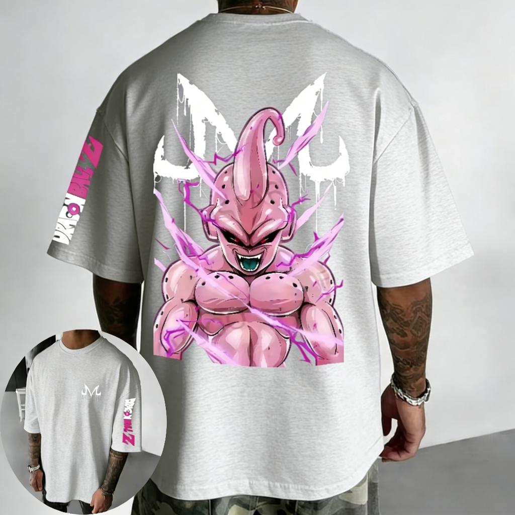 Dragon Ball Anime Cotton T-shirt 2026 Summer New Majin Buu Printed Men's Street Hip Hop Oversized Casual Short Sleeve Top