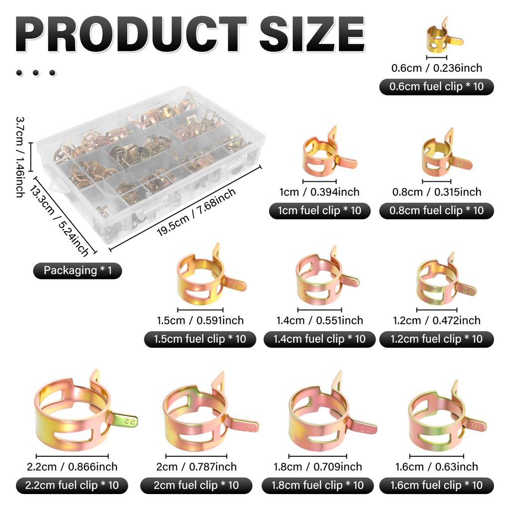 100pcs fuel line hose clamps carbon steel hose spring clamps easy to install reusable fuel line hose clamps