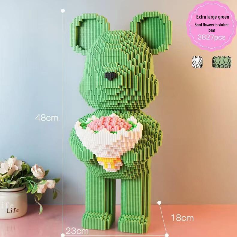 Girls' Compatible Lego: Violent Bear Building Block Series - Educational Micro-Block Interlocking Toys & Gifts