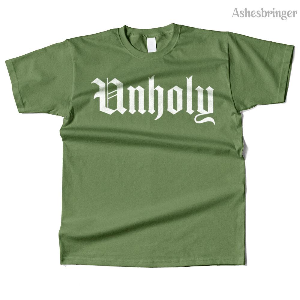 Mens Cotton Unholy Champion Graphic High Quality T Shirt Street Casual Style Tee for Men and Women