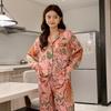 Pyjama Damen High-End Eis Seide Langarm Anzug Frühling Und Sommer Leichter Luxus Dschungel Tiger Muster Loungewear