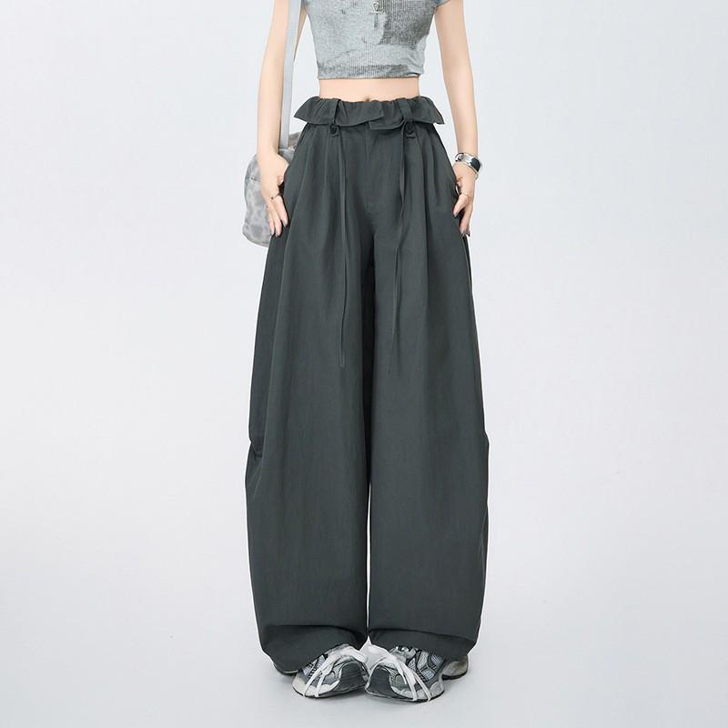

Ruffled Waist Retro Paper Bag Wide Leg Women s Work Pants 2026 XS