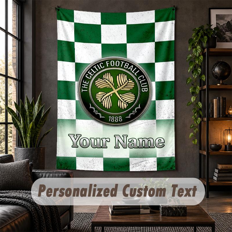 Wall Tapestry Celtic FC Print Custom Name Text Wall Hanging Home Decor