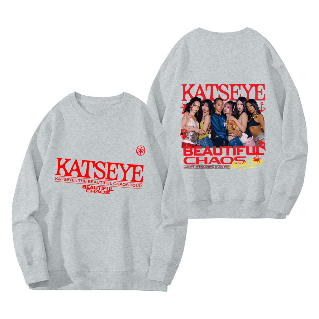 Damenmode Langarm Print Rundhals Lockerer Pullover Sweater Top