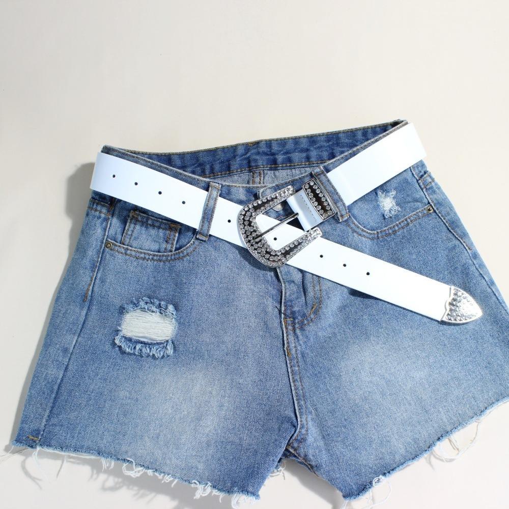 PU Leather Rhinestone Belt Zinc Zinc Alloy Jeans Waistband All-match Women Belt  Decorative
