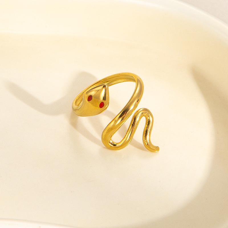European-American Geometric Gold-Plated Stainless Steel Open Ring for Women