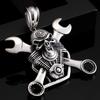 Rocker Skull Head & Wrench Tools Pendant Necklace for Men Women Stainless Steel Male Jewellery Men's Pendants Gift for Boyfriend