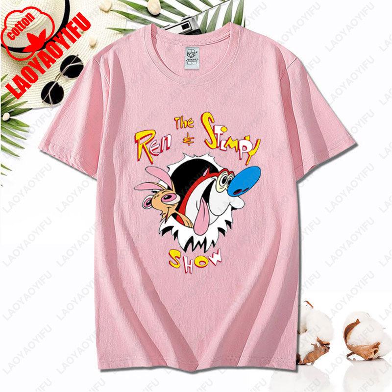 90s Ren Stimpy Show Nicktoons Nickelodeon TV Cartoon Tshirt New Style Nostalgia Childhood Tops Unisex Adult Clothing Cotton Tees