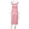 Elegante aderente sexy vestito da donna per le donne 2022 estate punto stampato diviso midi party club abiti donna veste femme signore