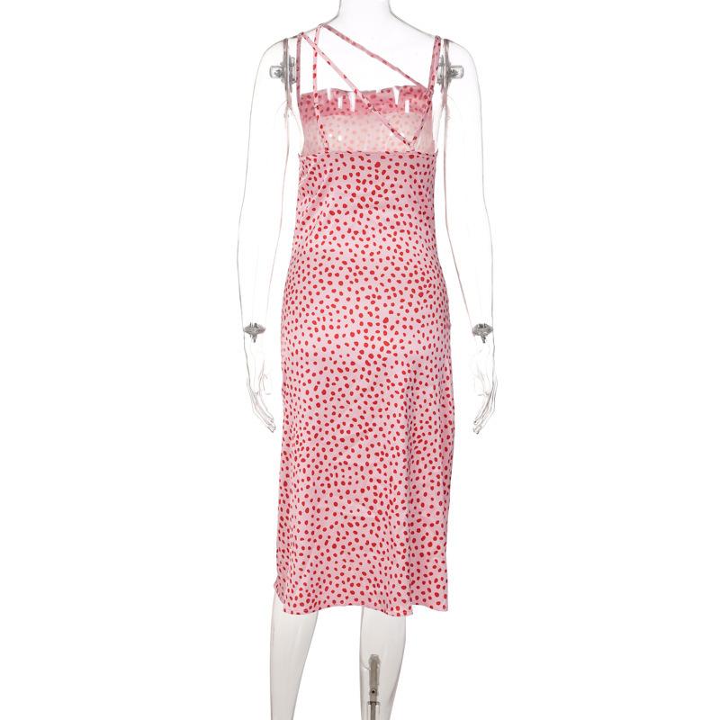 Elegante aderente sexy vestito da donna per le donne 2022 estate punto stampato diviso midi party club abiti donna veste femme signore