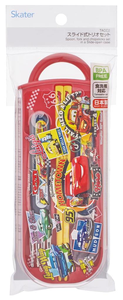Skater Bento Chopsticks Trio Set Disney Cars 26 Boys Children's (Chopsticks, Spoon, Fork) 16.5cm TACC2-A