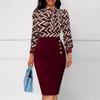 Spring and Autumn Women's Patchwork Dress Temperament Commuter Split Package Hip Dress