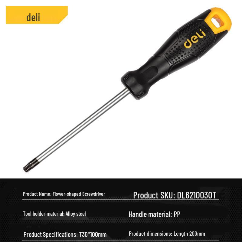 Star-Shaped Magnetic Tip Screwdriver with Flower Hole by Deli Tools