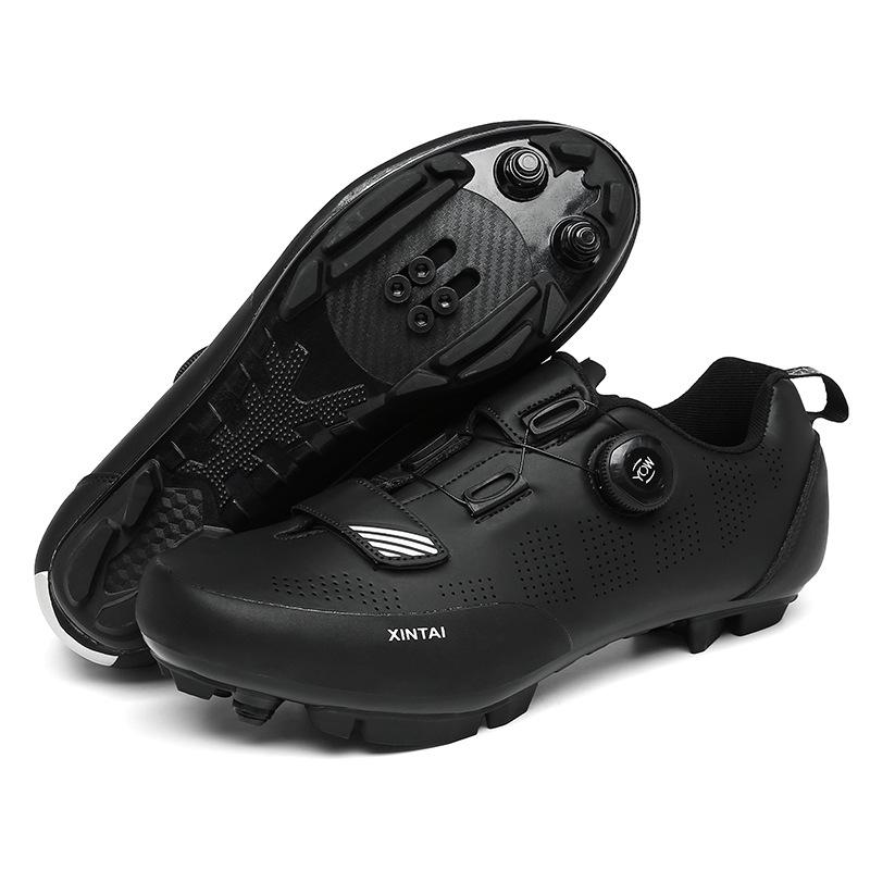 Outdoor Cycling Shoes Breathable Bicycle Shoes Men'S And Women'S Rotating Buckle Mountain Lock Highway Lock Unlocked Leather Surface