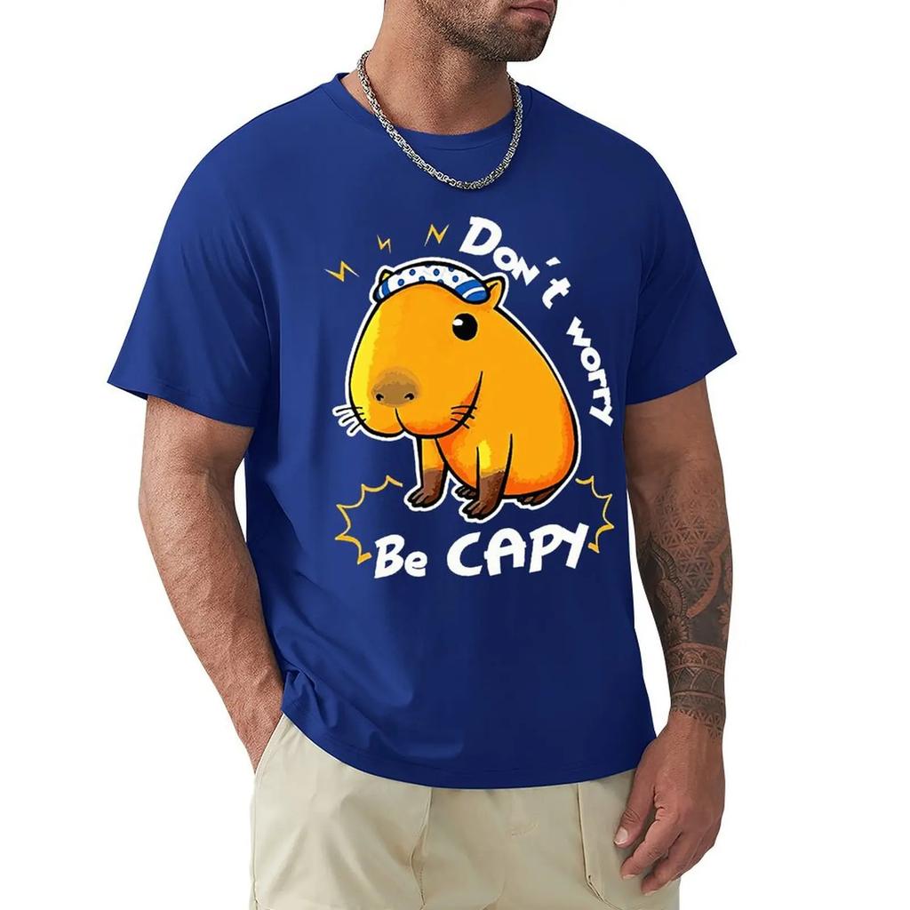 Capivara Capivara Love Dont Worry Be Capy Camisetas Desenhos animados Camisetas gráficas Roupas legais de manga curta Camisetas de streetwear Tops