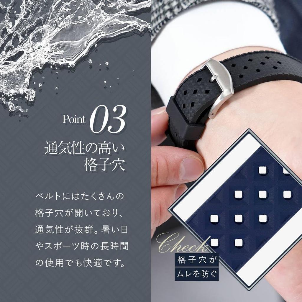 Watch Strap, Band, Rubbersilicone, Fully Waterproof, Cassis U1061198, 22mm, Blue.