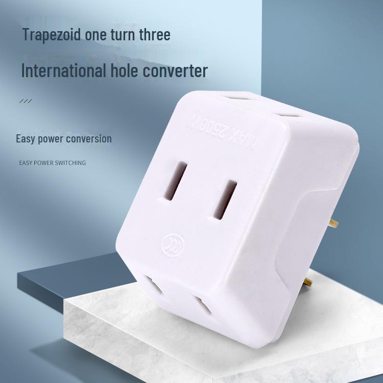 

Ультратонкий поворотний на 180° конвертер розеток США з 3 роз ємами та двома USB