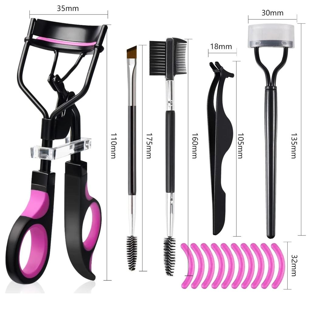 5pcs Eyelash Curler Set Lash Mascara Brush with Eyelash Extension Tweezers Clips Replacement Pads Cosmetics Makeup Tools