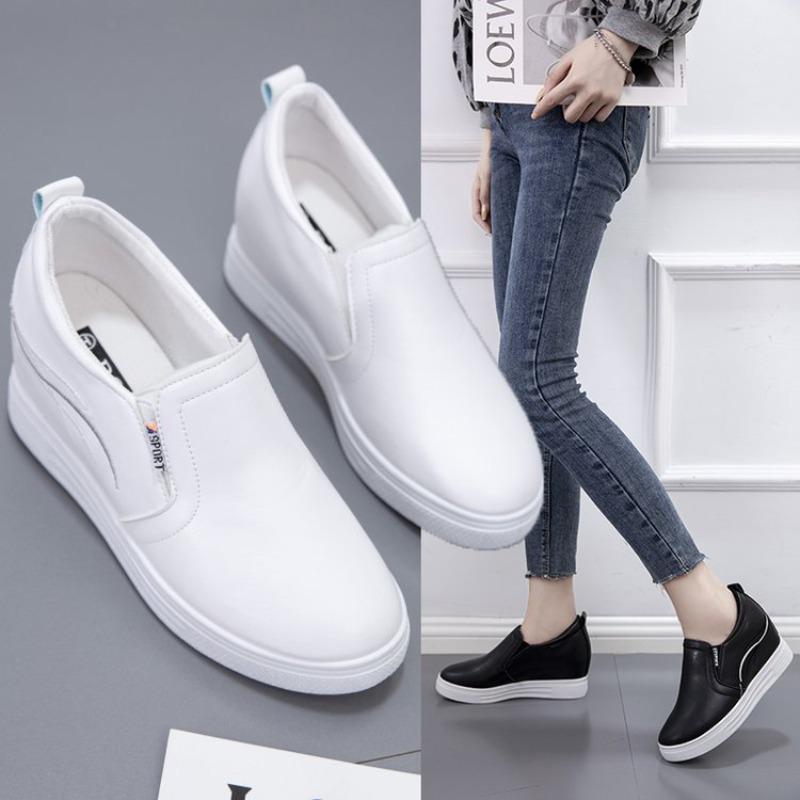 Slip On Shoes For Women Female Footwear Clogs Platform Loafers With Fur Autumn Increas Height All-Match Modis Casual Sneaker Rou