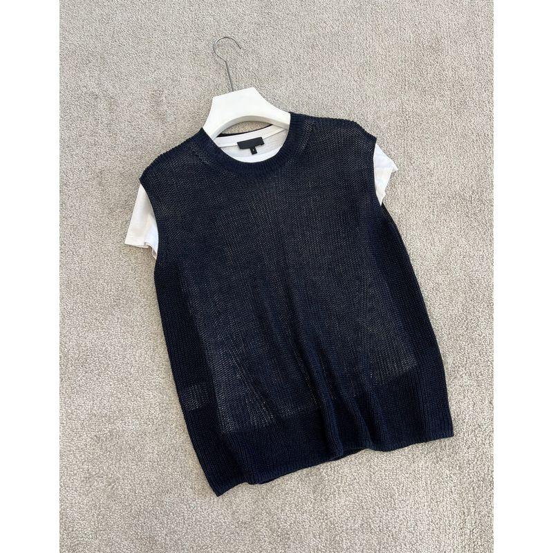 

Товары для скота Только небольшое количество Настенная трещина Ряд Чистый хвост 500 Нож США Самый простой для сочетания Стильный льняной вязаный жилет для женщин Navy blue S