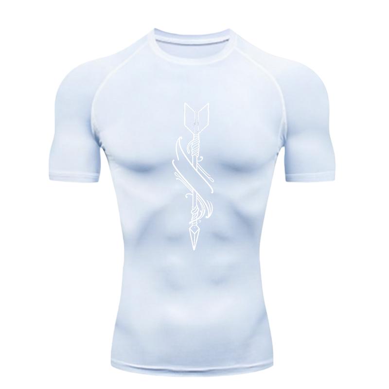 Dart Pattern Men's Sports T-shirt Training Fitness Compression Workout T-Shirt Gym T-shirts Men's Stretch T-shirt