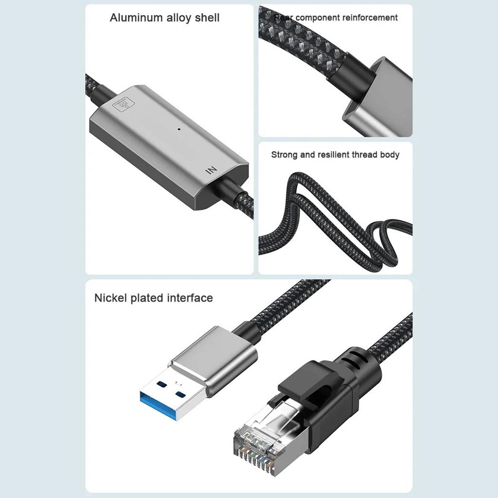 1.2m Gigabit Ethernet USB Adapter Cable USB3.0 to RJ45 LAN Network Cable 1000/100/10Mbps for Laptop/Desktop
