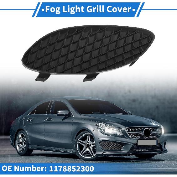 

Fog Light Grill Front Lower Bumper Fog Light Cover Inserts No.1178852300 for Mercedes-Benz CLA250 2017-2019 Black ABS 1 Pc Front Left Car