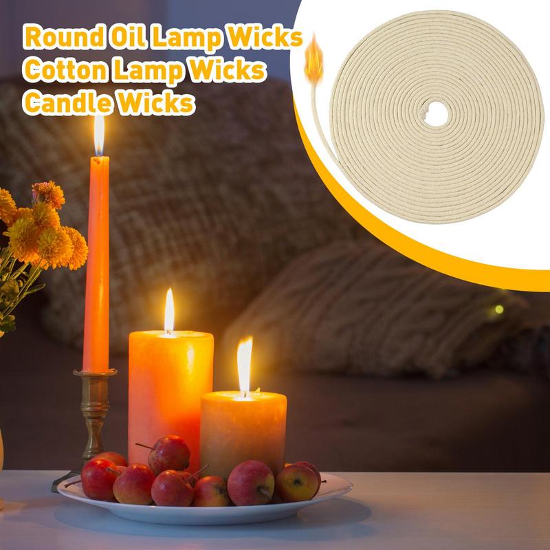 1 Roll 10m Round Oil Lamp Wicks Replacement cotton braided wicks Handmade Candle Making Supplies for Kerosene Alcohol Burner