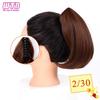 Kort rett klo på hestehale for kvinner Syntetisk rett hestehale-hårpynt Brunblond frisyre