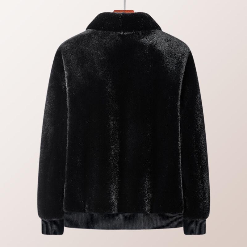 MONTAGUT Herren Warme Jacke aus Schaffell mit Faux-Nerz-Futter