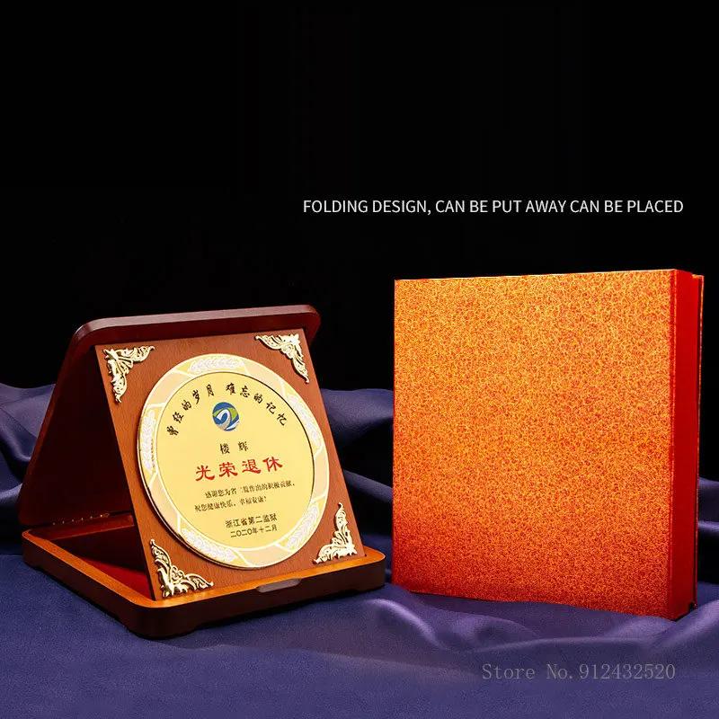 Customized Folding Award Tray, Density Board, Aluminum Sheet, UV Content Commendation, Trophy, Medals, Plaques, Certificates 1Pc