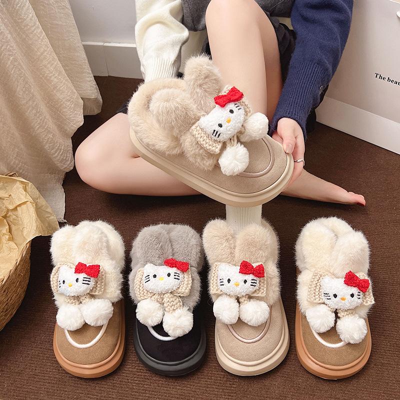 Cute Cartoon Women's Snow Boots 2025 New Autumn and Winter Thick-soled Heightened Velvet Thickened Velcro Cotton Shoes
