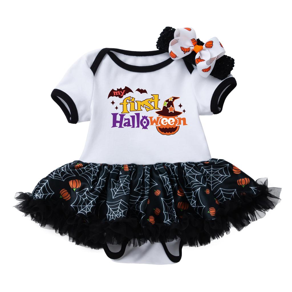 Infant Baby Girls Kids Skirts Set 2PC Romper + Headband Halloween Outfits