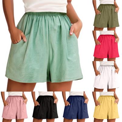 Women's Shorts High Waist Drawstring Knee Length Shorts Elastic Comfy Shorts With Pockets