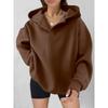 Autumn and Winter Women's Sportswear Solid Color Long Sleeved Hooded Solid Color Loose Sweatshirt