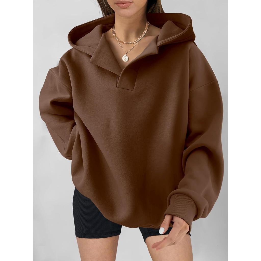 Autumn and Winter Women's Sportswear Solid Color Long Sleeved Hooded Solid Color Loose Sweatshirt