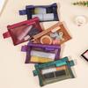 Small Portable Travel Square Solid Color Nylon Mesh Coin Bag Lipstick Key Earphone Id Credit Card Storage Pouch Organizer