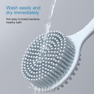 Multifunctional Silicone Brush Body Long Handle Double-Sided Bath Shower Brush Back Massage Exfoliation Wisp Body Scrub Brush WBL