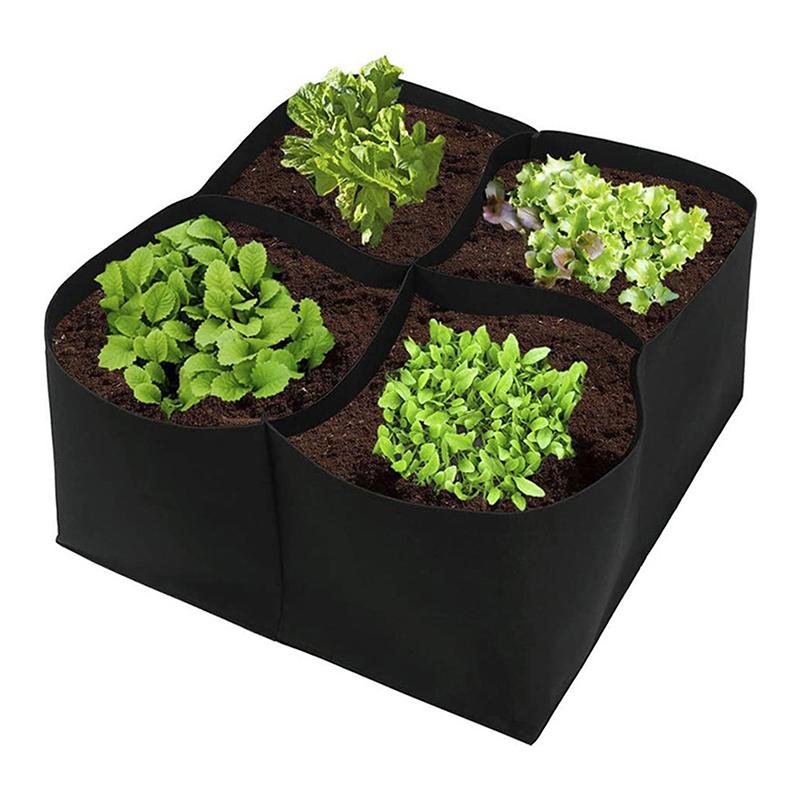 1/2/4/6/8 Holes Black Grow Bag Fabric Raised Garden Bed, Flowers And Vegetables Garden Grow Bags Rectangle Planting Nursery