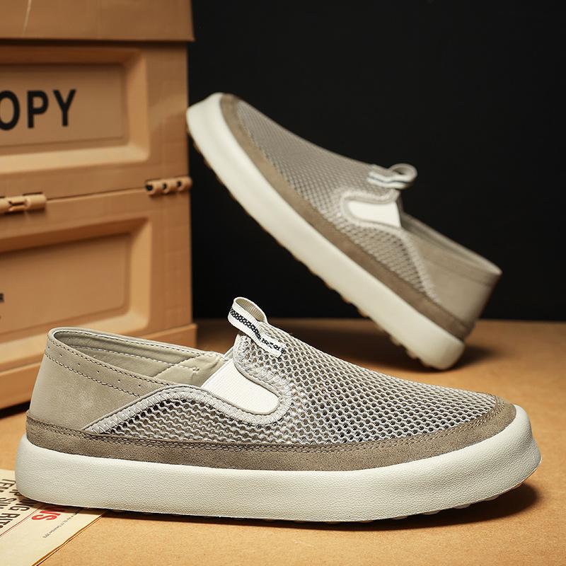 Fashion Simple Comfy Men Loafers Comfortable Summer Casual Shoes Fast Delivery Male Mesh Flats Breathable Driving Shoes Outdoor Sneakers