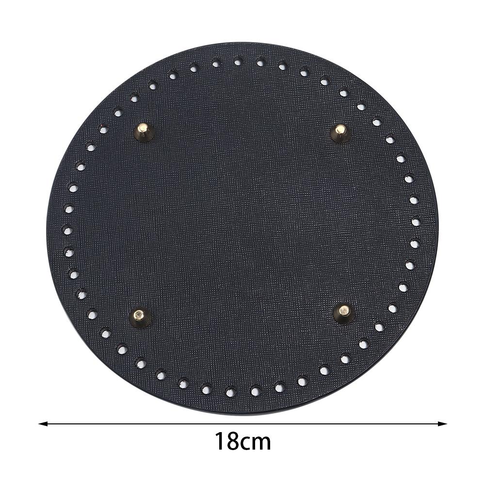 1pc Round Long Bottom For Knitted Bag PU Leather Bag Base Handmade Bottom With Holes Diy Crochet Bag Bottom Accessories