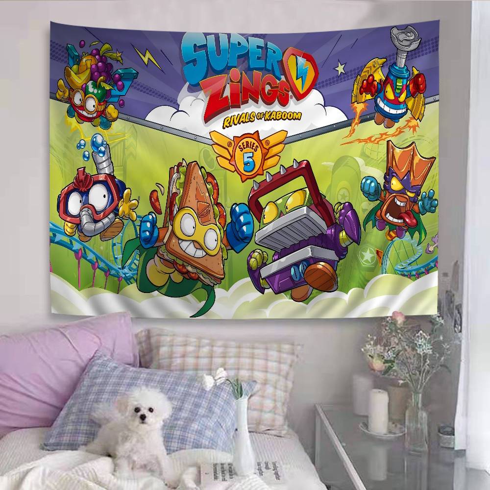 Cute Cartoon Super Zings DIY Wall Tapestry Hanging Tarot Hippie Wall Rugs Dorm INS Home Decor
