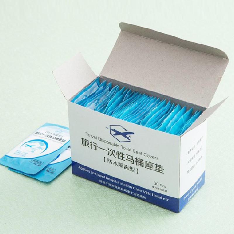 50Pcs Disposable Travel Safety Pe Plastic Toilet Seat Cover Mat Cushion Mat