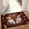 1pcs 2D Flat Coffee Gnomes Beans Welcome Flannel Door Mat Non Slip Cozy Kitchen Rug For Entryway Cafe Home Decor