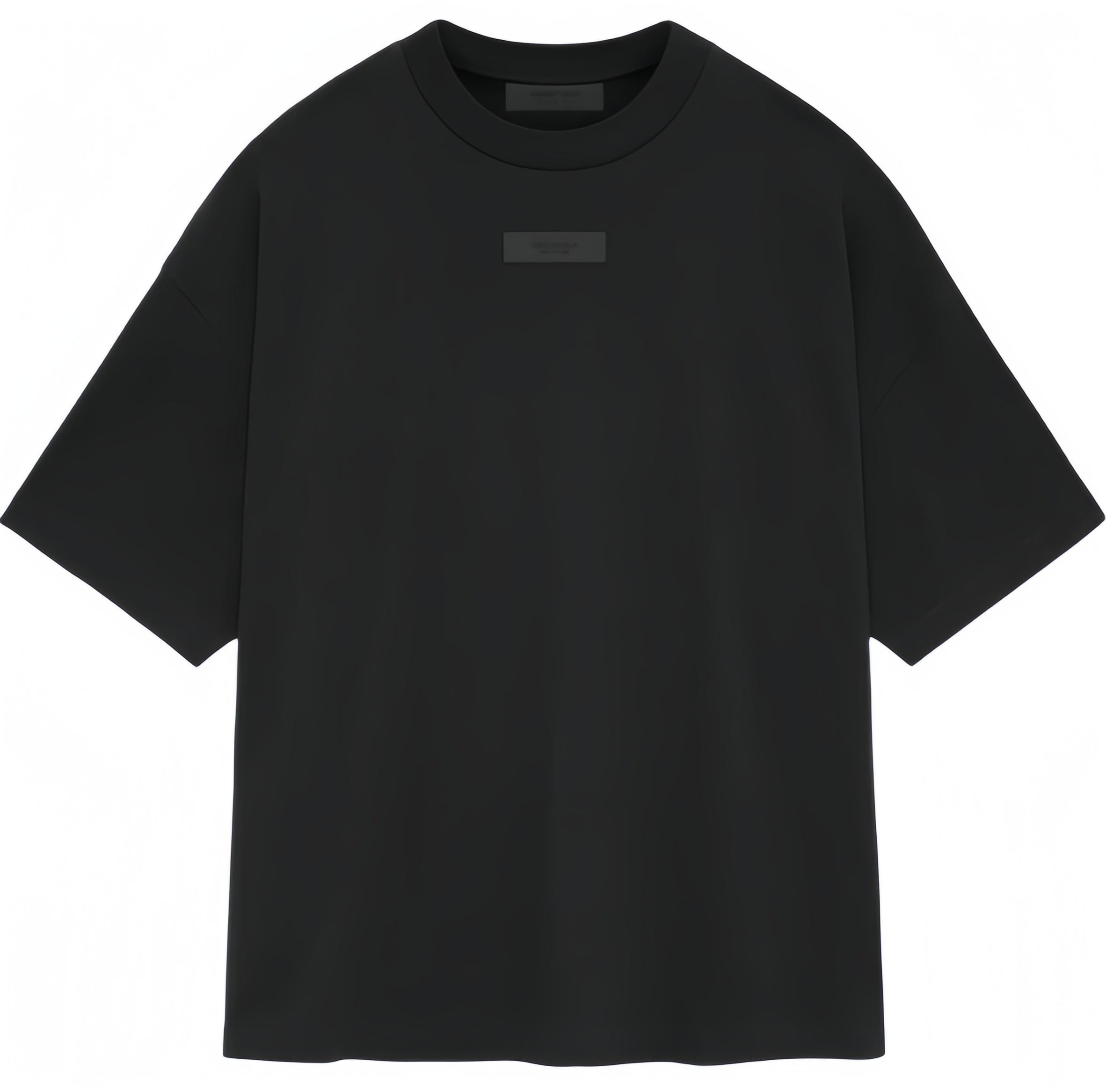 

Fear of God Essentials 2024 Summer Collection SS24 S/S Tee Men s Jet Black Solid Crewneck Short Sleeve Heavyweight American Style T-Shirt L