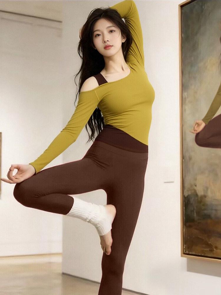 Women's Red Yoga Wear: Stunning 2025 Pilates Set - Autumn/Winter Fitness Long Sleeve Sports Top