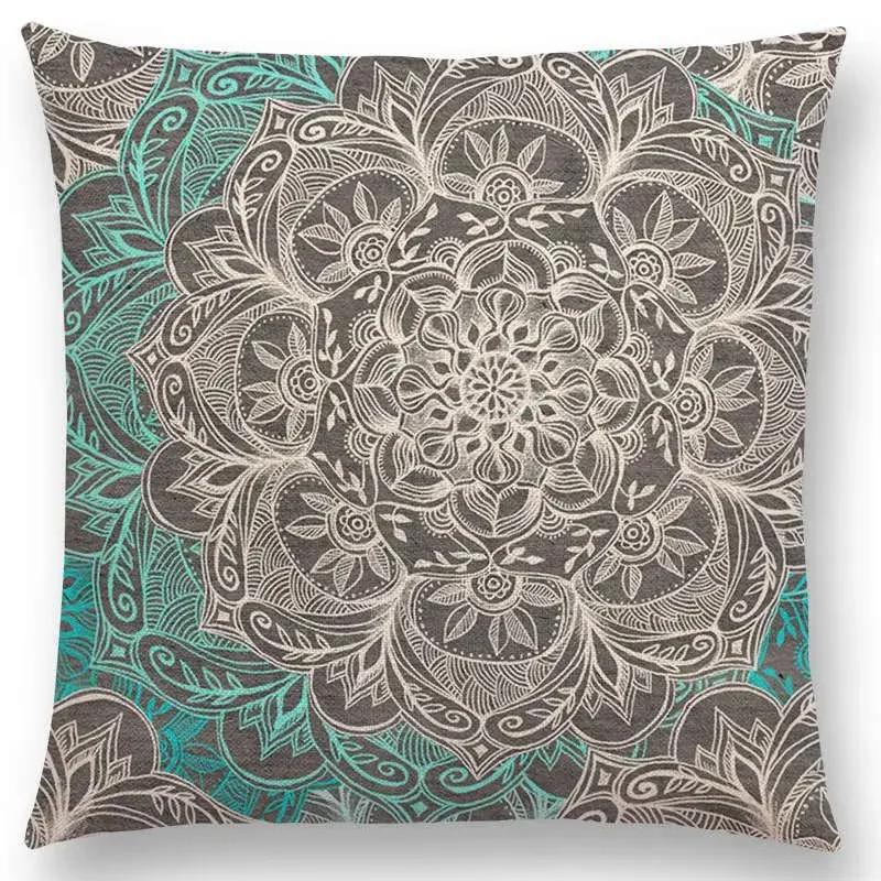 Neu Wunderschönes Blatt Blume Herrliches Florales Doodle Buntes Dekoratives Muster Mandalas Auto Kissenbezug Sofa Überwurf Kissenbezug