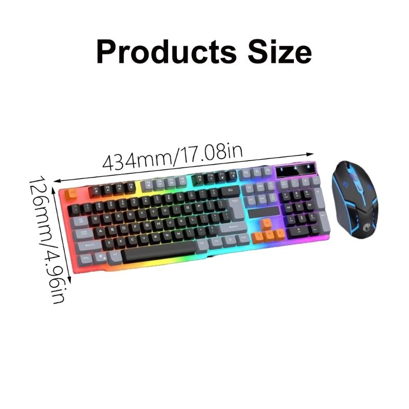 Corded Gaming Keyboard and Mouse Combo LED Backlit Mechanical Keyboard 1600DPI Mouse Keyboard PC Gamer Accessories