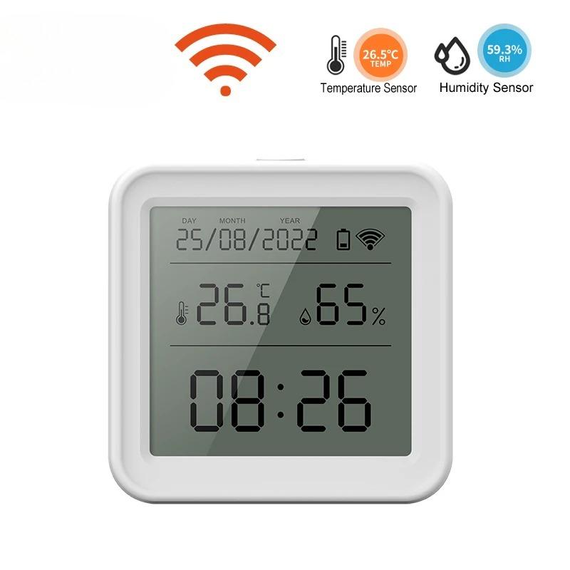Portable WiFi Temperature Humidity Sensor Hygrometer Thermometer Smart Home Smart Life App Support Alexa Google Assistant Digital Display for Home